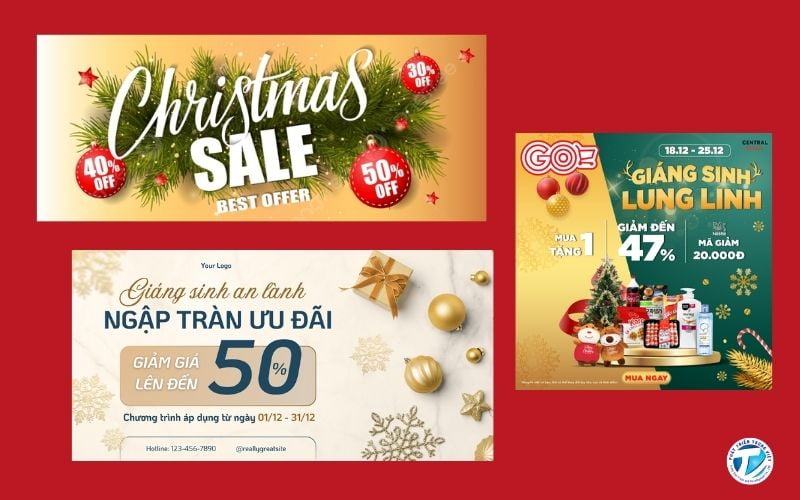 Mẫu banner Giáng Sinh hiện đại, tối giản